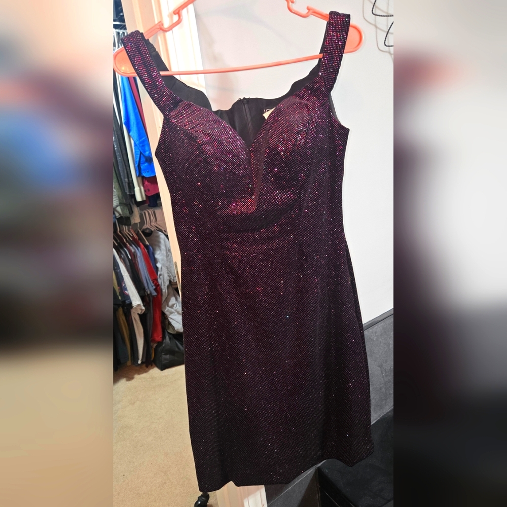 JOVANI Royal Purple Sequin Vintage Dress Date Homecoming Wedding Guest 90s